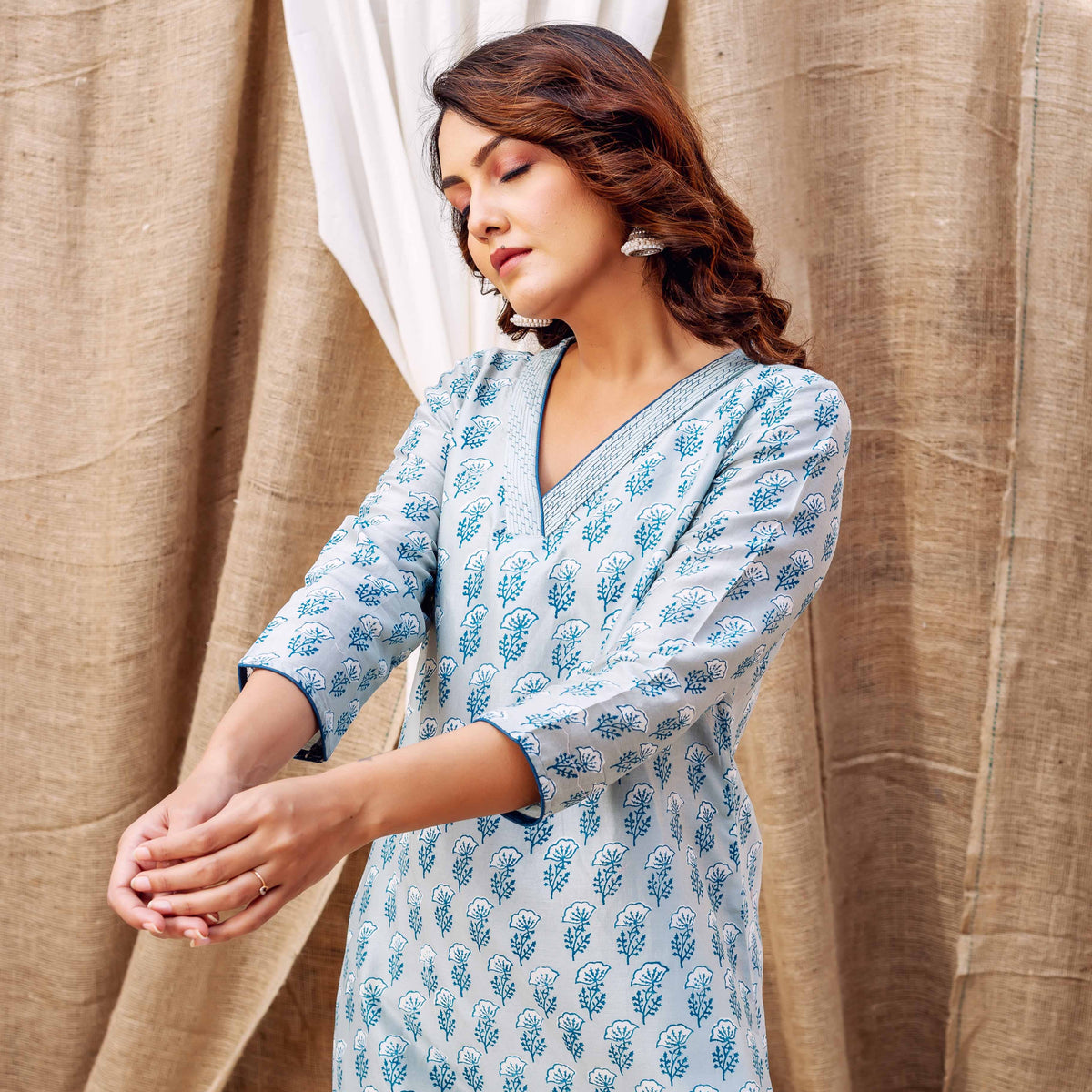 Slate Silk Chanderi Silk Kurta  MISSPRINT