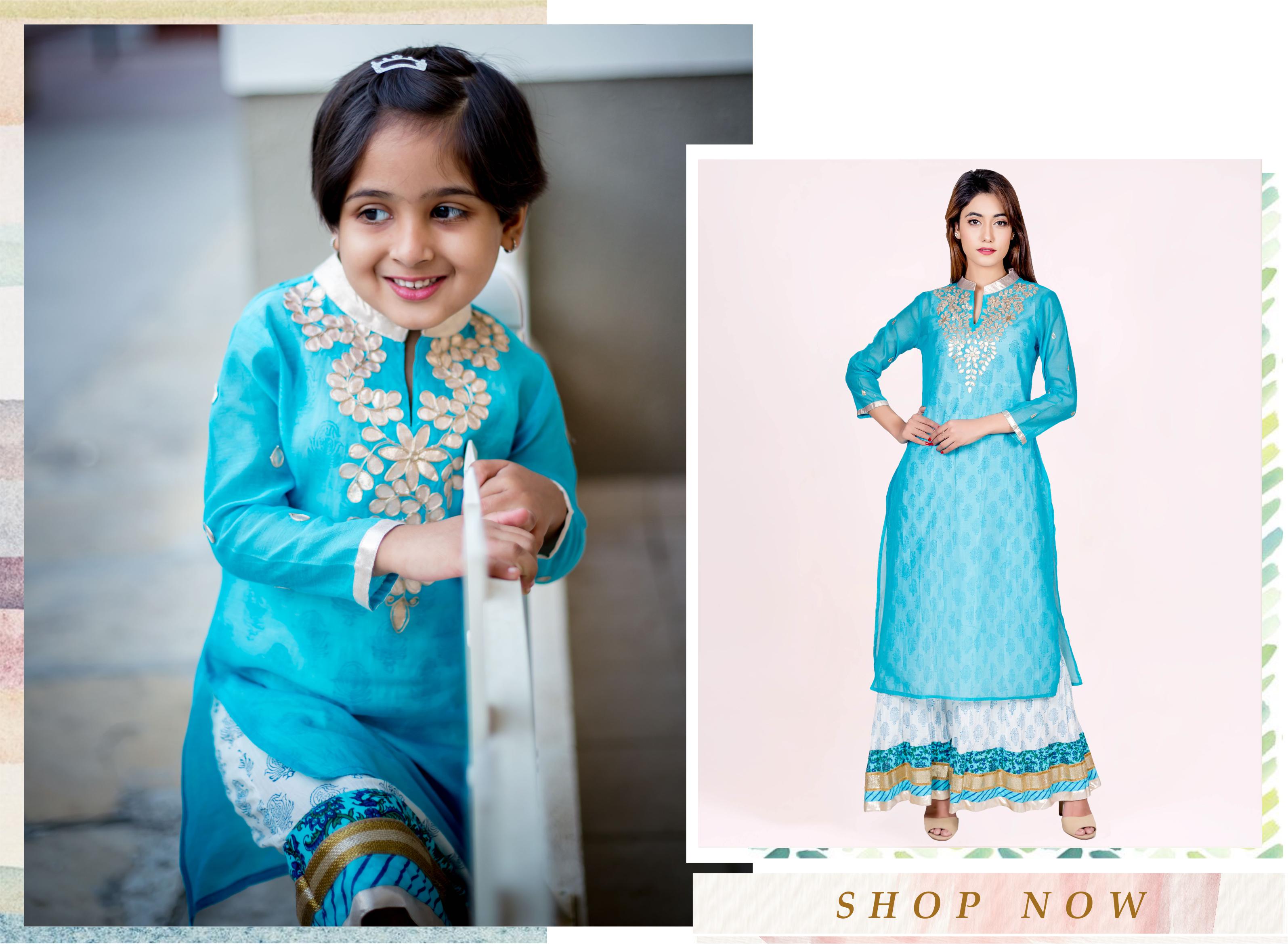 Flat Mandarin Double layered Chanderi Indo western Dress
