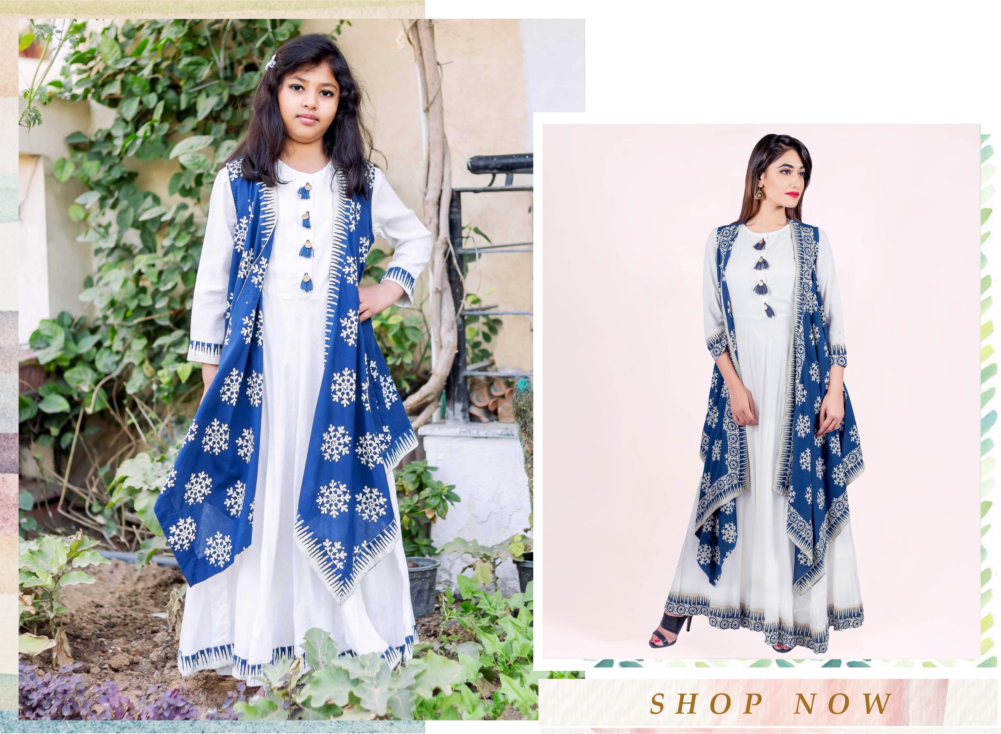 Floor Length Indo Western with Asymmetrical Shrug for Baby Girl