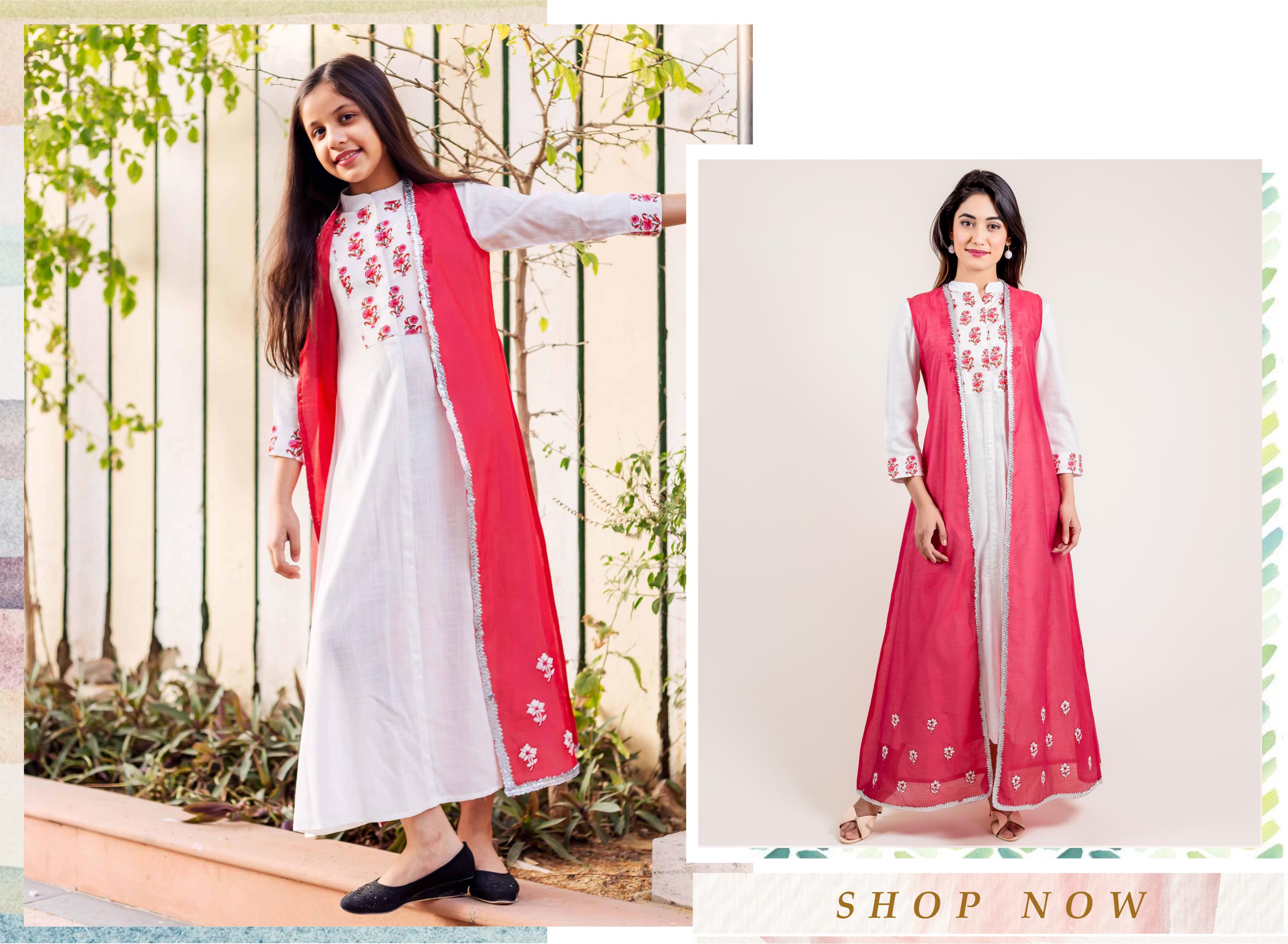 Embroidered Chanderi Jacketed Long Dress
