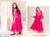 Fuchsia Full Bell Sleeves with Gota Trim Cotton Dress