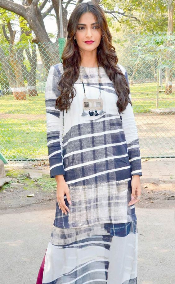 Let’s Take Some Styling Inspiration from the Fashionista of Bollywood – Sonam Kapoor in Indigo Blue Kurtis