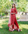 Red Embroidered Straight Kurta