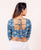 Blue and White Block Printed Blouse with Designer Back