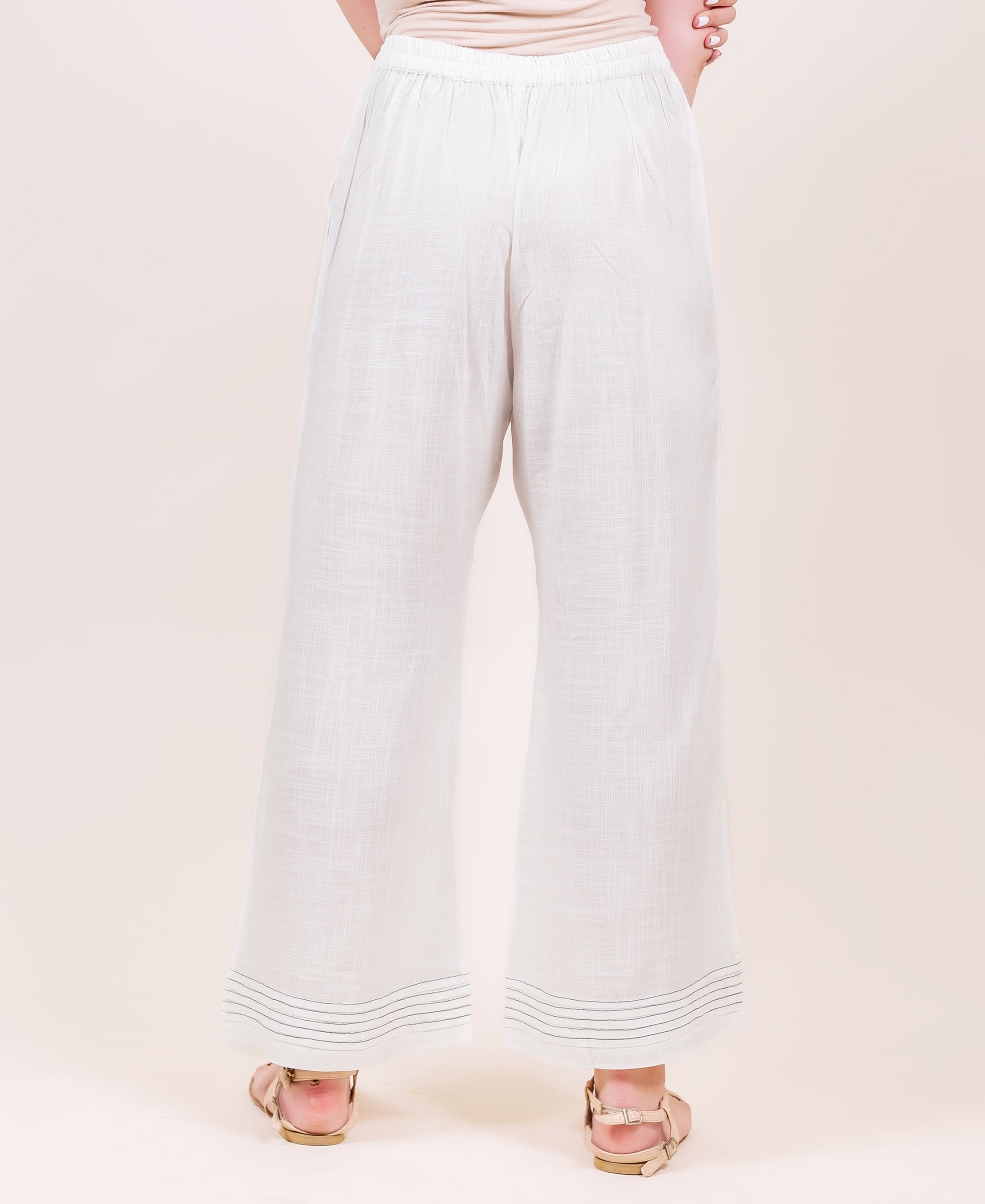 White Ruffled Palazzo Pants