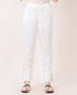 White Solid Straight Pants with Gota Trim and Kingri Lace