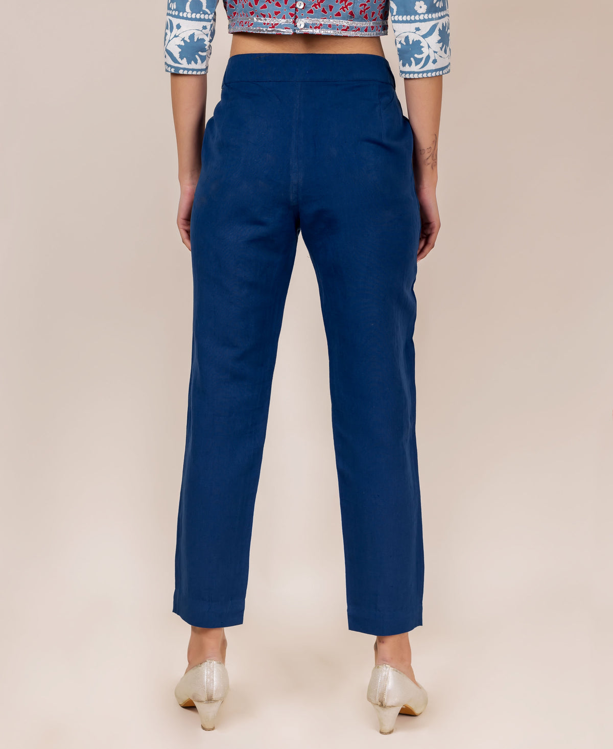 Linen Botom Indigo Linen Solid Narrow Bottom Pants – MISSPRINT