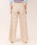 Beige Linen Solid Pants