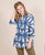 Blue Tie And Dye Double Pleated Mandarin Collar Short Kurta Top