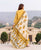 White and Yellow Hand Block Printed Dupatta
