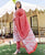 Peach and Orange Block Printed Chanderi Dupatta