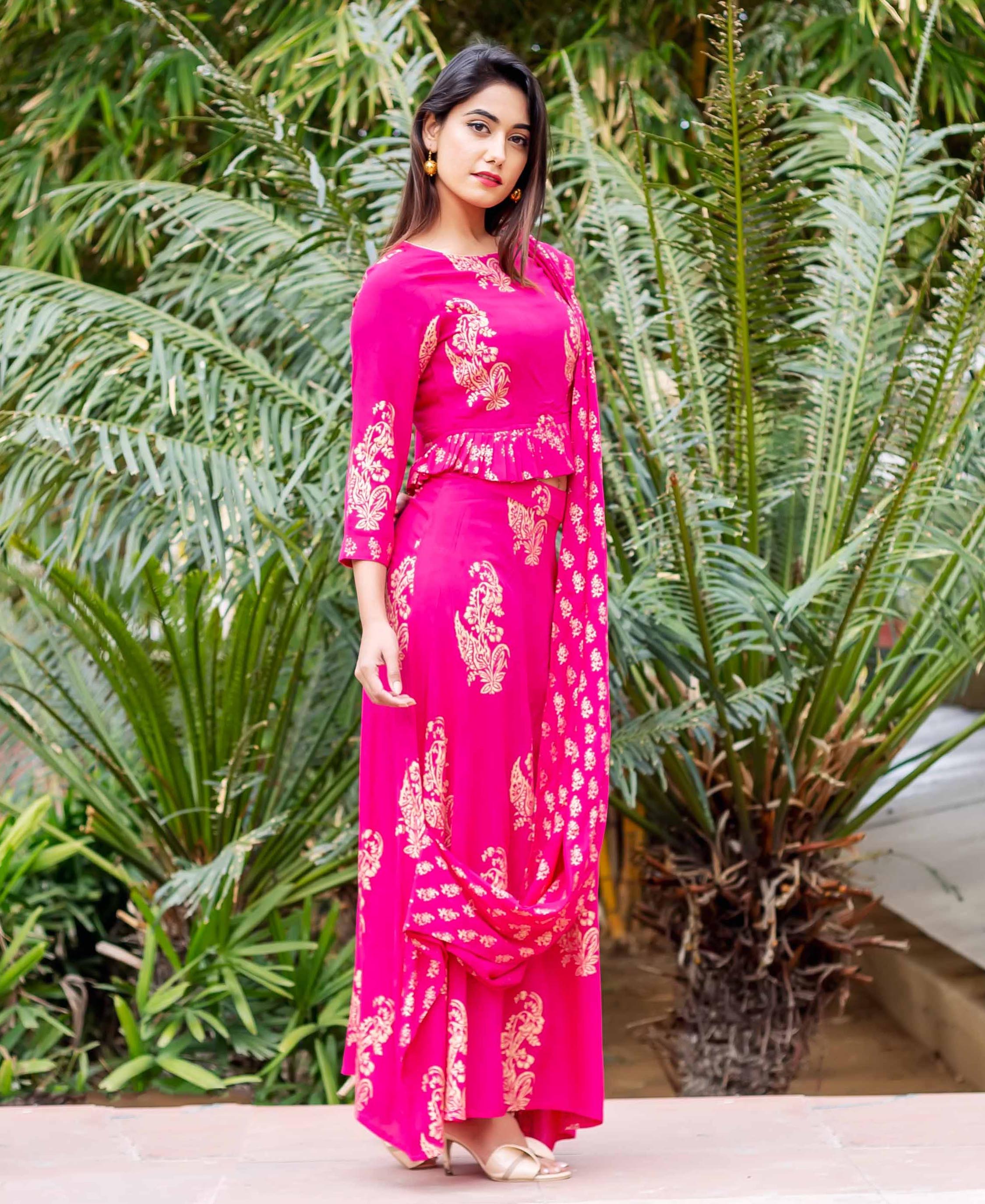 Buy Indya Blush Pink Woven Pattern Ready To Wear Saree for Women Online @  Tata CLiQ