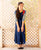Rayon Tasseled Long Dress In Blue And Yellow