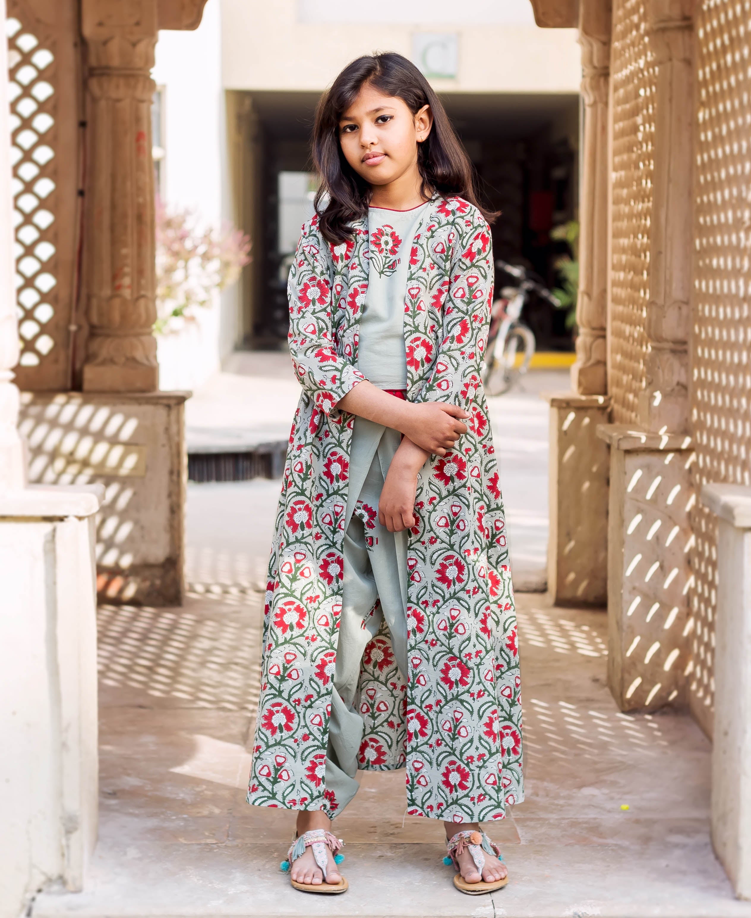 Kurta Dhoti Dress With Jacket For Baby Girl Dhoti Style Dress For