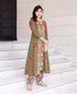 Olive and Red Kurta Set with Detachable Jacket for Baby Girl