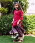Maroon Embroidered Chanderi Kurta with Skirt
