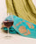 Turquoise and Peach Block Printed Chanderi Dupatta