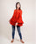 Tasseled Rayon Frill Top In Rust