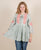 Front Body Top In Mint Green With Peach Embroidery