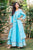 Double Layered Aqua Blue Tie and Dye Jacket Dress for Women Online