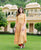 Gold Yellow Hand Block Printed and Embroidered Anarkali Dress