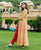 Gold Yellow Hand Block Printed and Embroidered Anarkali Dress