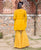 Mustard Yellow Hand Block Printed Kurta Set with Detachable Georgette Jacket
