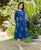 Indigo Block Printed Knee Length Dress