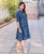 Button Down Indigo Block Printed Dress