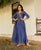Turvi Steel Blue Hand Embroidered Chanderi Dress