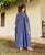 Turvi Steel Blue Hand Embroidered Chanderi Dress