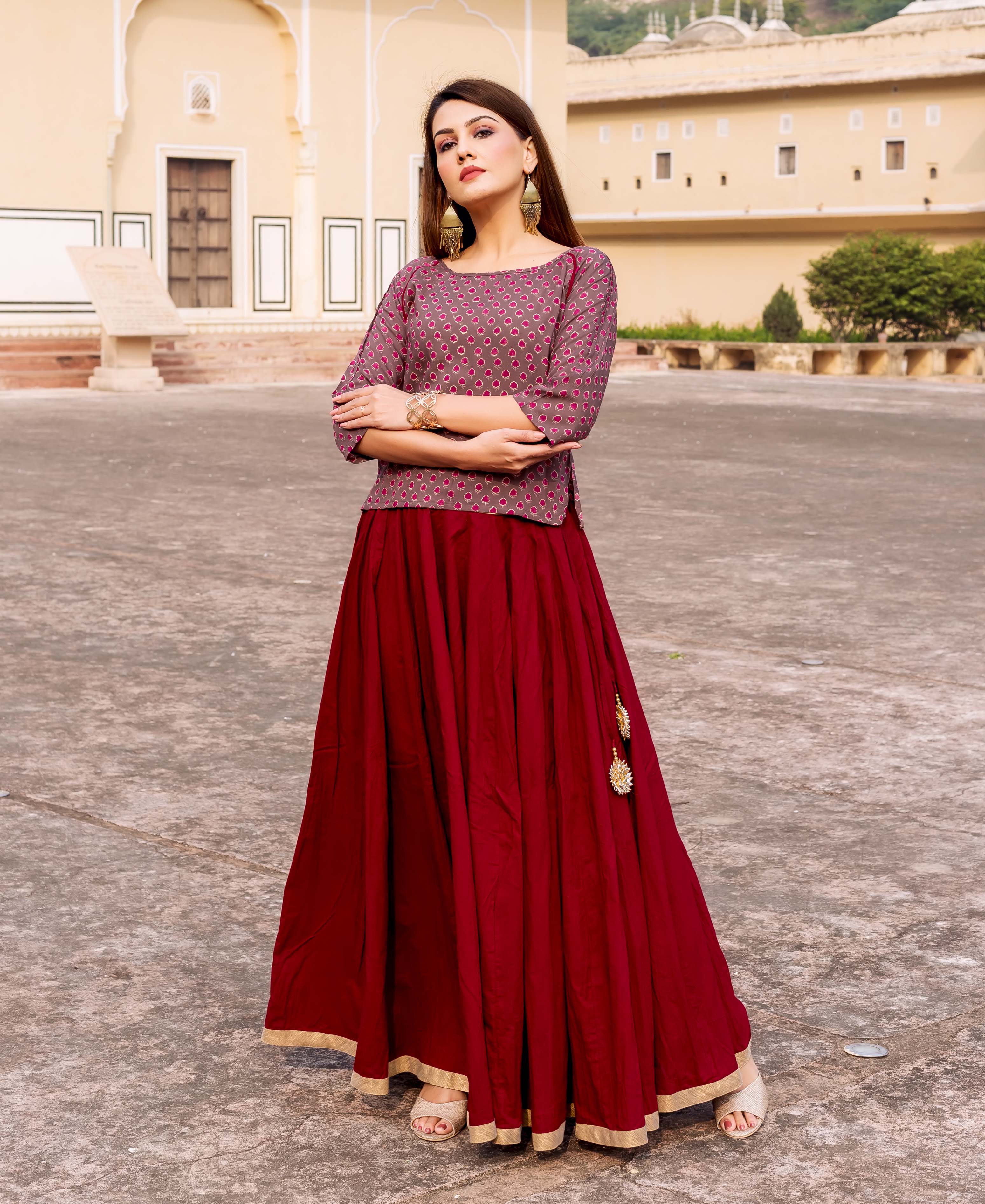 Short Kurti With Flared Skirt  VitansEthnics