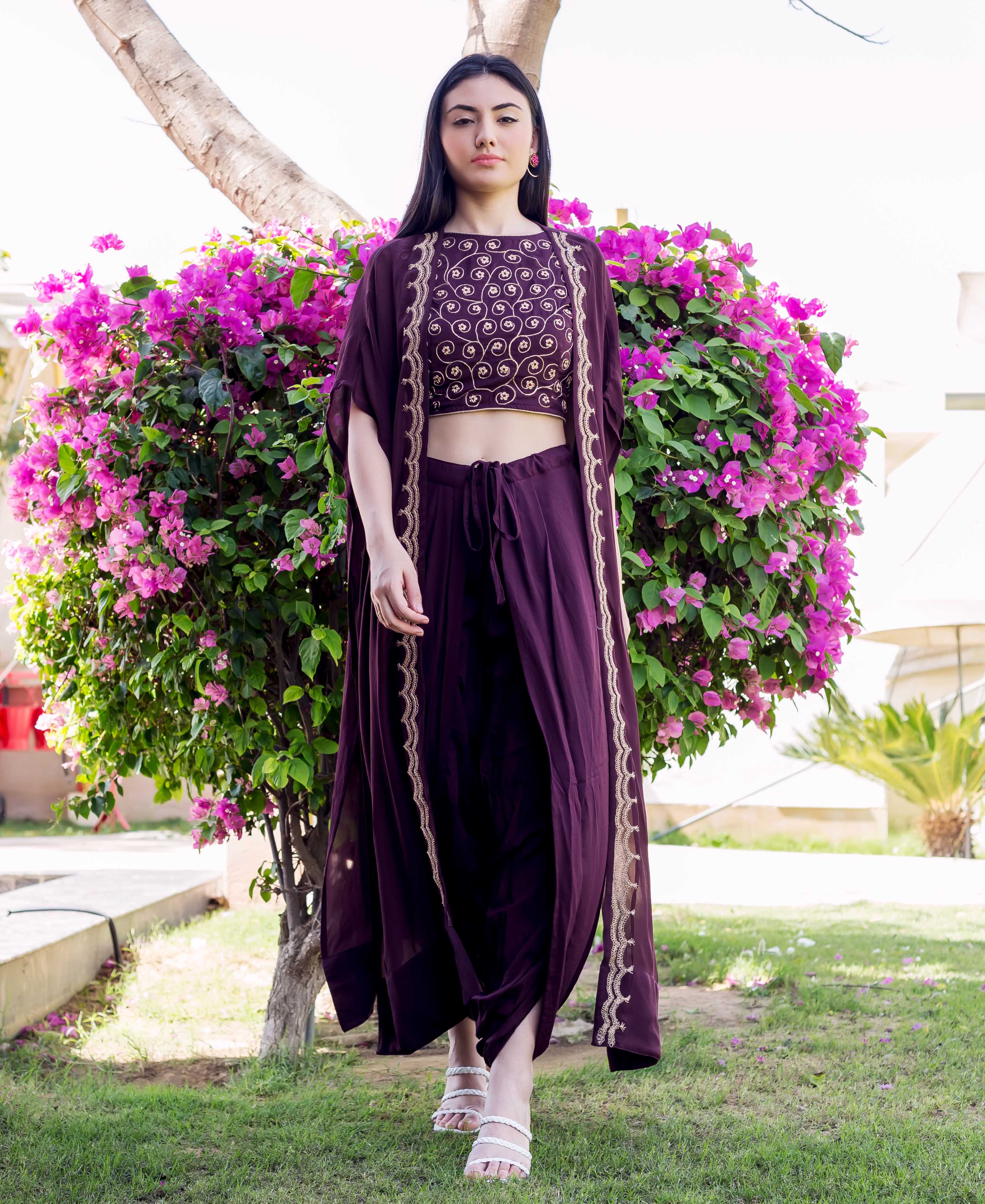 Dhoti Style Dress Shrug Dhoti Crop Top With Jacket Jacket Dress