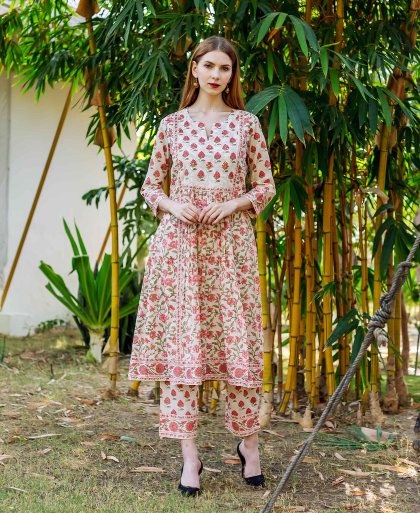 Pink Polyester Floral Printed Cape Style Kurti - KRTFB1054 from...