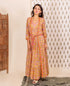 Yellow and Pink Hand Block Printed  Nighty with Robe