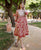 White and Red Hand Block Printed Maternal and Nursing Dress