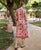 White and Red Hand Block Printed Maternal and Nursing Dress