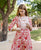 White and Red Hand Block Printed Maternal and Nursing Dress
