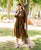 Olive Green Hand Block Printed Maternal and Nursing Dress