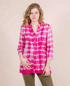 Pink Tie And Dye Front Shell Buttoned Short Kurta Top