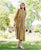 Ochre and Brown Hand Block Printed Tiered Button Down Dress
