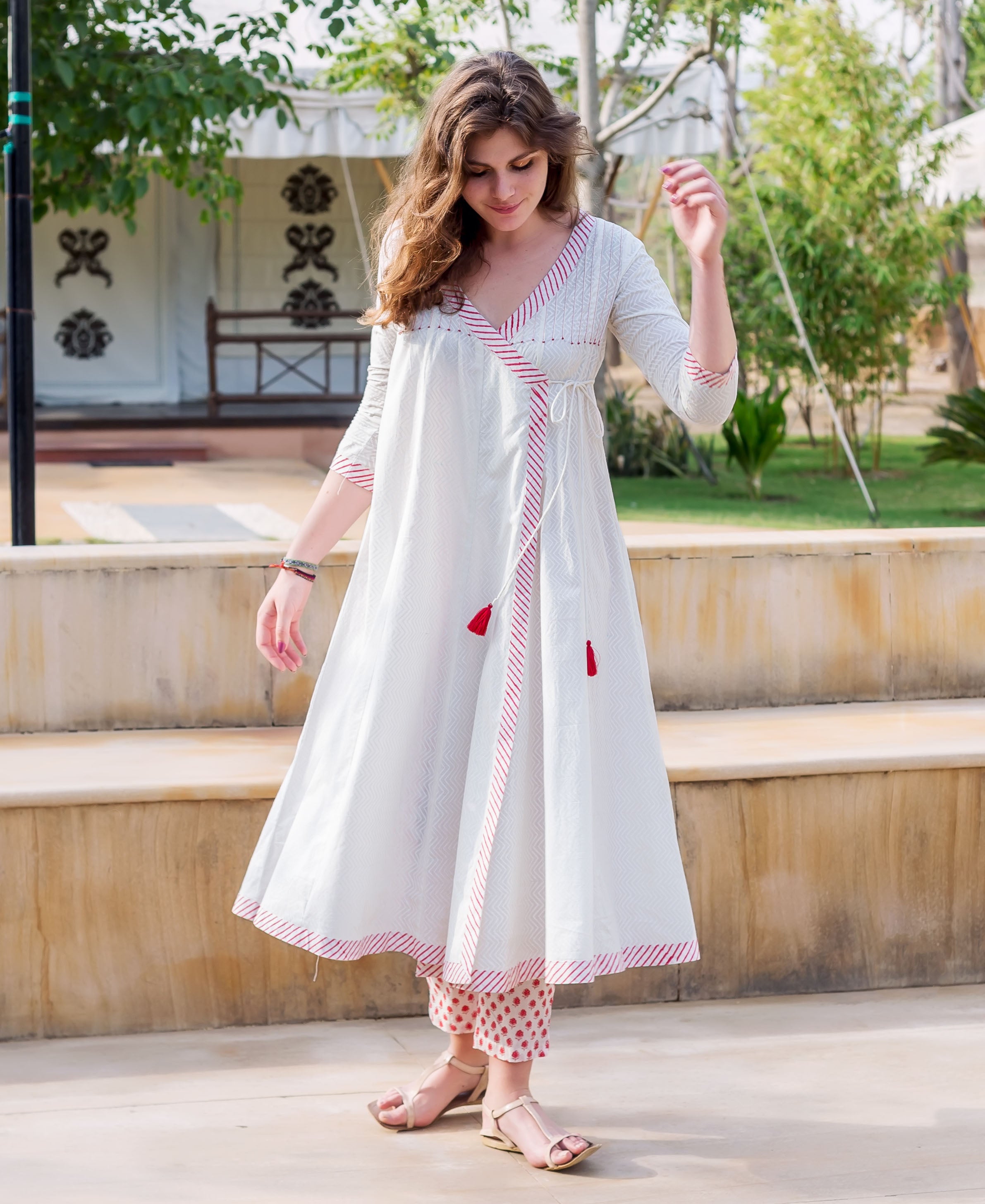 Latest White Chiffon Angrakha Pakistani Dress for Nikkah  Nameera by Farooq