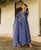 Turvi Steel Blue Hand Embroidered Chanderi Dress