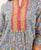 Hand Block Gathered Short Cotton Kurti Embellished With Embroidery