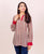 White and Red Hand Block Printed Shirt Top