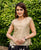 Pleated Chanderi Beige Sleeveless Top