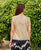 Pleated Chanderi Beige Sleeveless Top