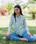 Sea  Green  and Blue Block Printed Shirt Top