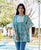 Sea Blue Printed Kaftan Top