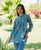 Stone Blue Printed Top with Statement Sleeves